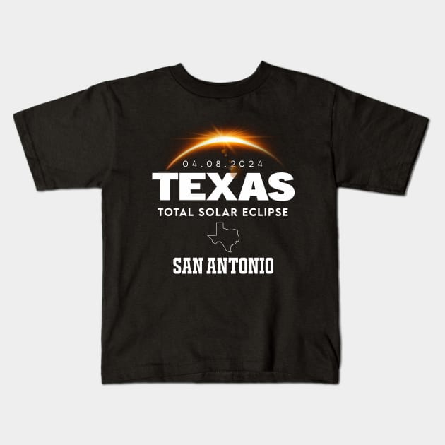 Total Solar Eclipse 2024 San Antonio Texas Kids T-Shirt by ANAREL